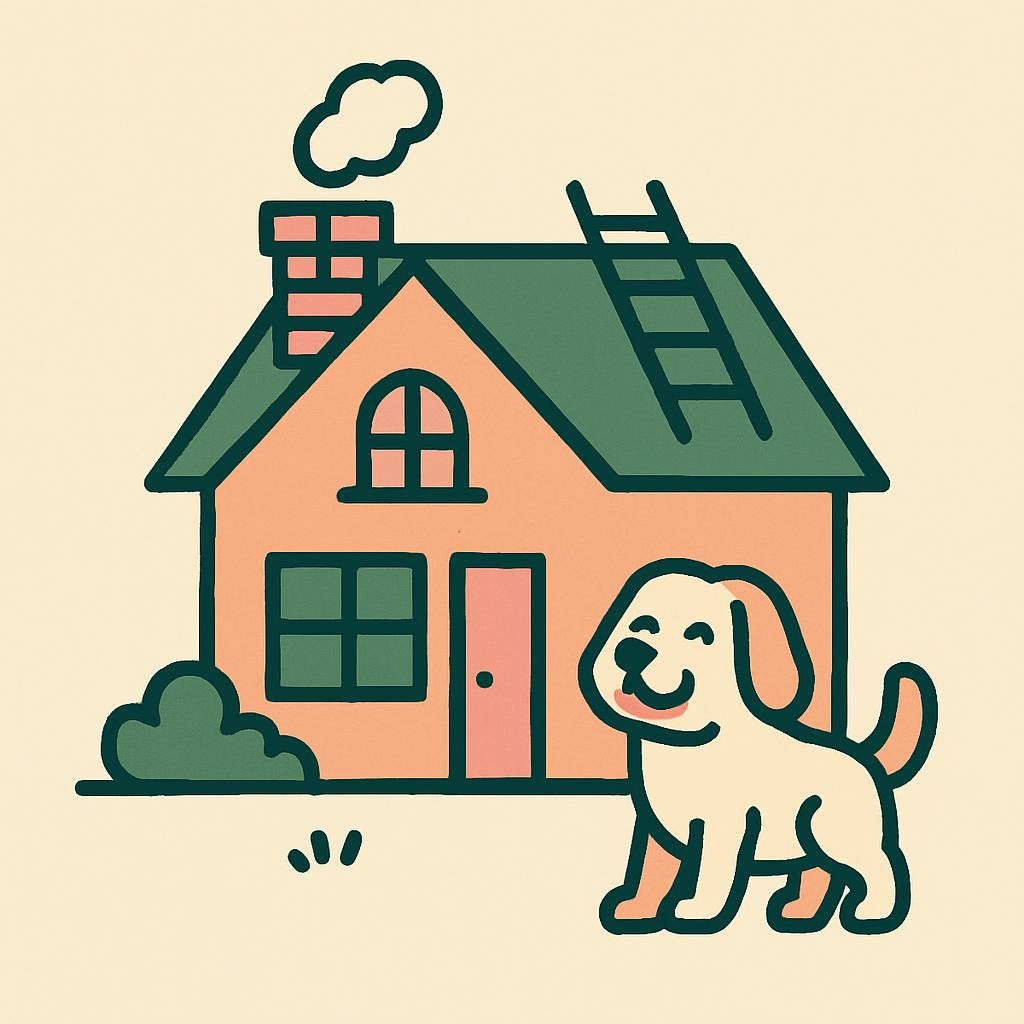 Drawing of a house with a chimney
